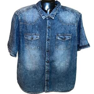 X-Ray Jeans Supreme Cotton  Slim Fit Soft Chambray Short Sleeve Shirt, Size XL